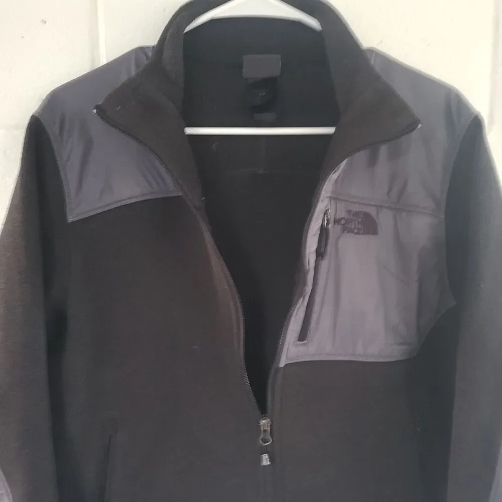 The North Face Jacket Mens Gordon Anza Sweater Knit Fleece Blk Gry Sz M DAMAGED